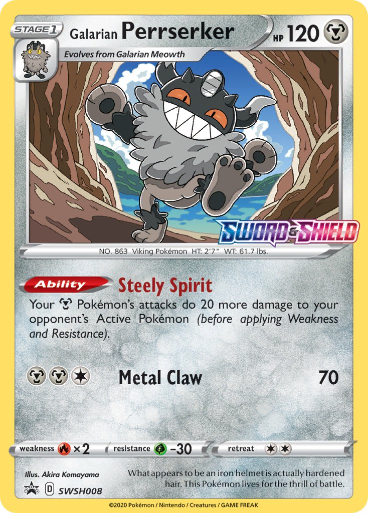 Galarian Perrserker - SWSH008 - Sword & Shield Promos