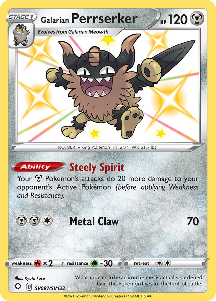 Galarian Perrserker - SV087 - Shining Fates