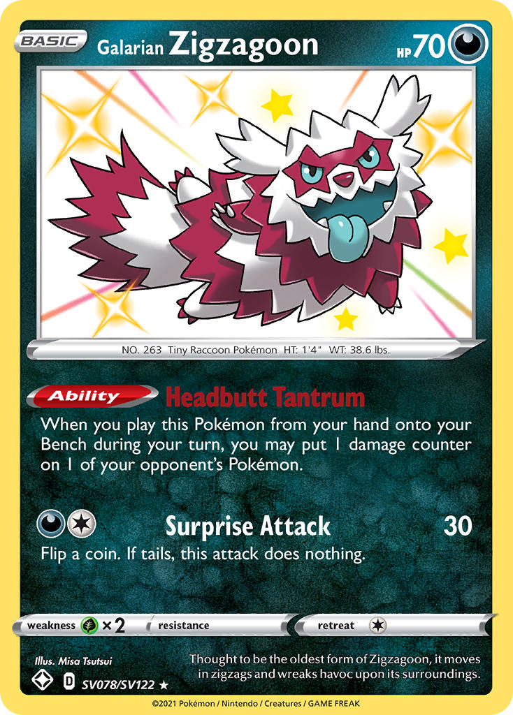 Galarian Zigzagoon - SV078 - Shining Fates