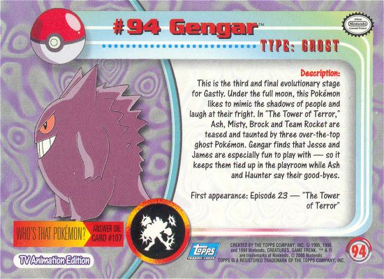 Gengar - 94 - Topps - Series 2 - back