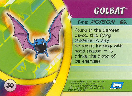 Golbat - 30 - Topps - Pokemon Advanced Challenge - back