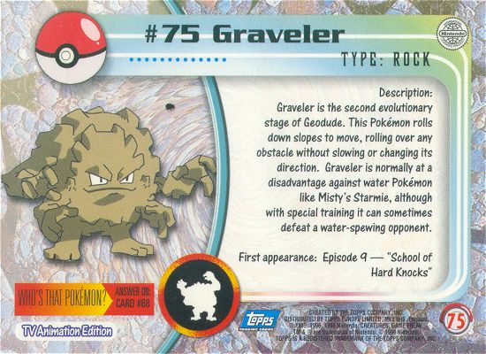 Graveler - 75 - Topps - Series 1 - back