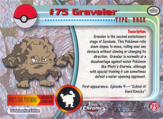 Graveler - 75 - Topps - Chrome series 1 - back
