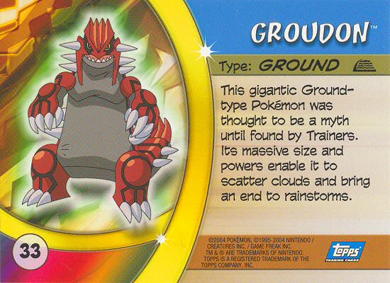 Groudon - 33 - Topps - Pokemon Advanced Challenge - back