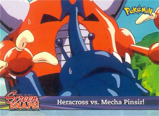 Heracross vs. Mecha Pinsir! - snap07 - Topps - Johto series - front