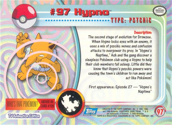 Hypno - 97 - Topps - Series 2 - back