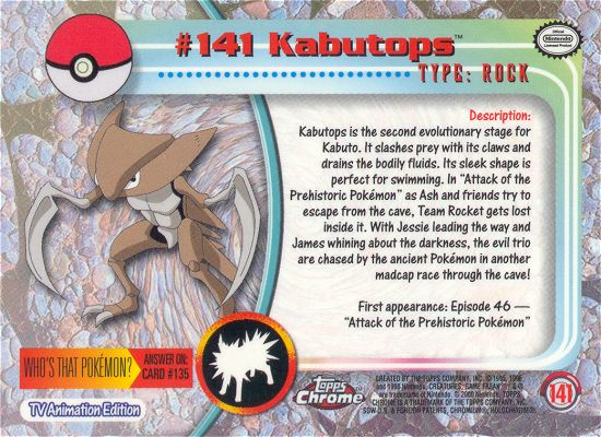 Kabutops - 141 - Topps - Chrome series 2 - back
