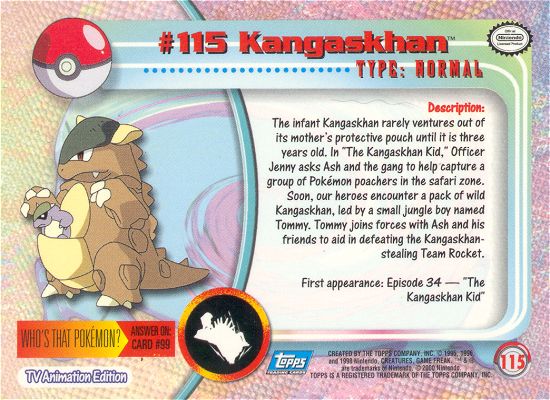 Kangaskhan - 115 - Topps - Series 2 - back