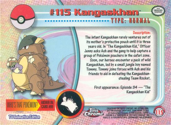 Kangaskhan - 115 - Topps - Chrome series 2 - back