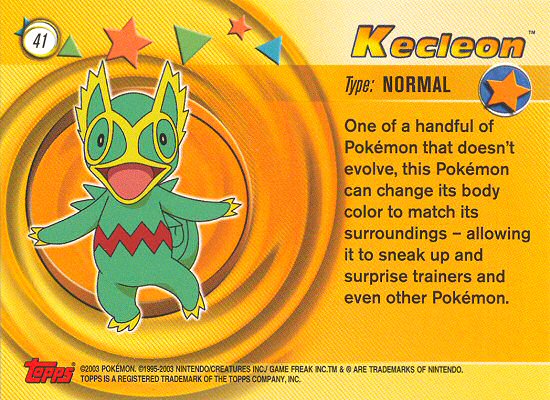 Kecleon - 41 - Topps - Pokemon Advanced - back