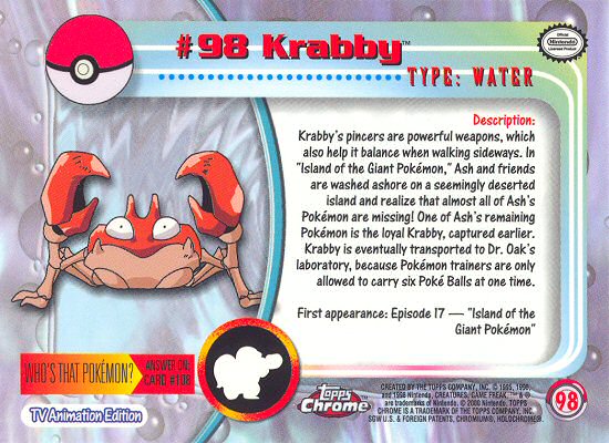 Krabby - 98 - Topps - Chrome series 2 - back