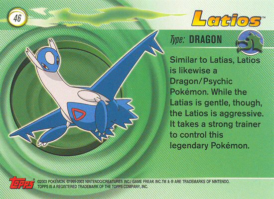 Latios - 46 - Topps - Pokemon Advanced - back