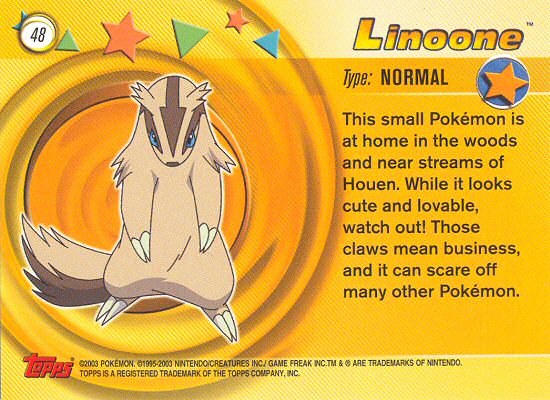 Linoone - 48 - Topps - Pokemon Advanced - back