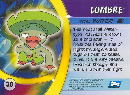 Lombre - 38 - Topps - Pokemon Advanced Challenge - back