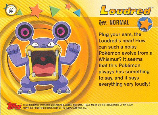 Loudred - 50 - Topps - Pokemon Advanced - back