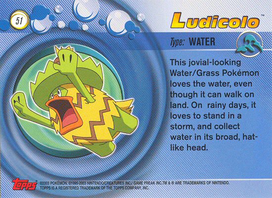 Ludicolo - 51 - Topps - Pokemon Advanced - back