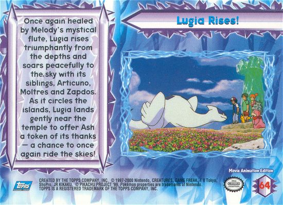 Lugia Rises! - 64 - Topps - Pokemon the Movie 2000 - back