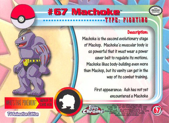 Machoke - 67 - Topps - Chrome series 1 - back