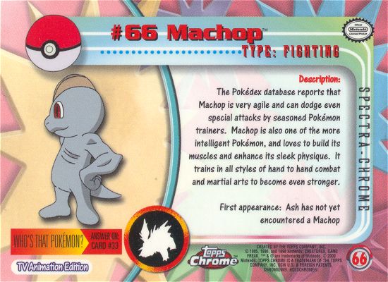 Machop - 66 - Topps - Chrome series 1 - back