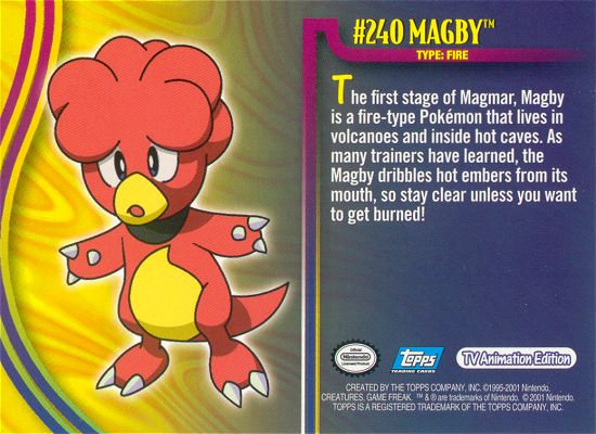 Magby - 240 - Topps - Johto League Champions - back
