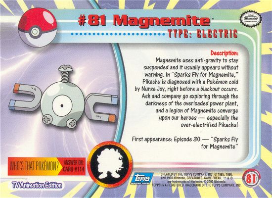 Magnemite - 81 - Topps - Series 2 - back