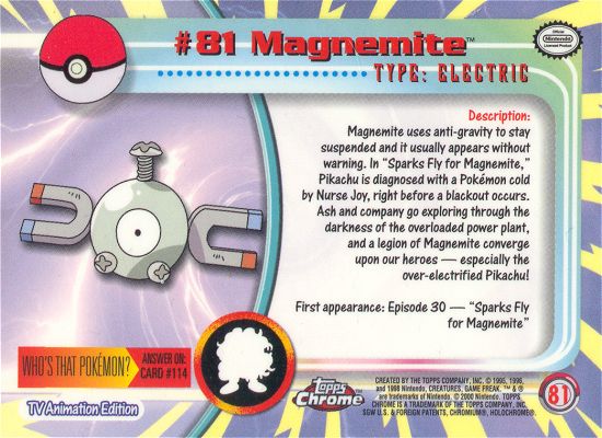 Magnemite - 81 - Topps - Chrome series 2 - back