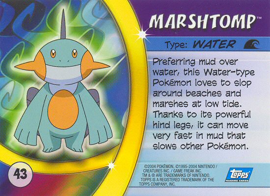 Marshtomp - 43 - Topps - Pokemon Advanced Challenge - back