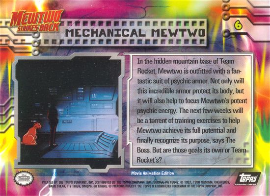 Mechanical Mewtwo - 6 - Topps - Pokemon the first movie - back