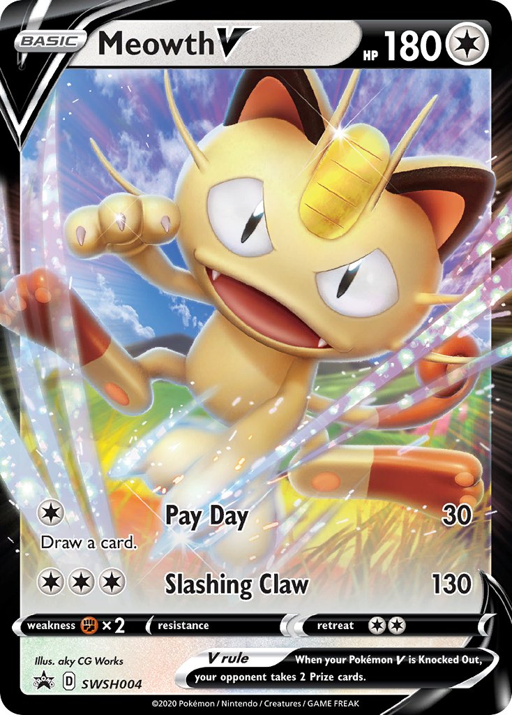 Meowth V - SWSH004 - Sword & Shield Promos