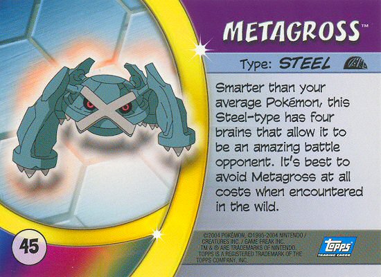 Metagross - 45 - Topps - Pokemon Advanced Challenge - back
