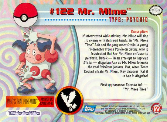 Mr. Mime - 122 - Topps - Series 3 - back