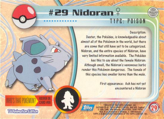 Nidoran♀ - 29 - Topps - Series 1 - back