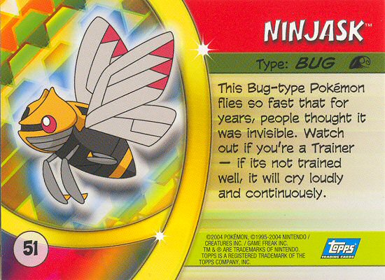 Ninjask - 51 - Topps - Pokemon Advanced Challenge - back