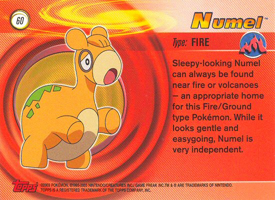 Numel - 60 - Topps - Pokemon Advanced - back
