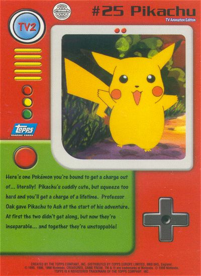 Pikachu - TV2 - Topps - Series 1 - back