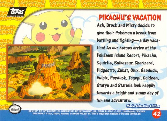 Pikachu's Vacation - 42 - Topps - Pokemon the first movie - back