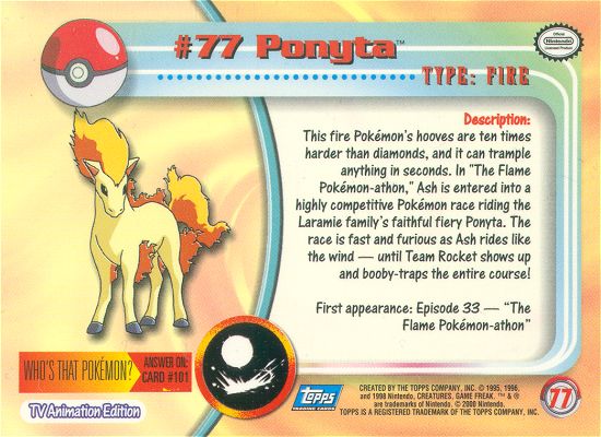 Ponyta - 77 - Topps - Series 2 - back