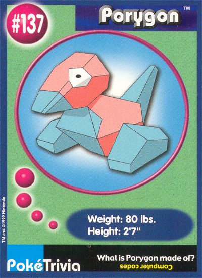 Porygon - 137 - Burger King  - front