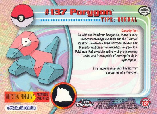 Porygon - 137 - Topps - Chrome series 2 - back