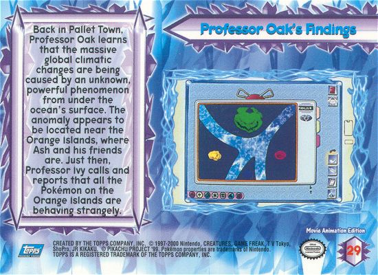 Professor Oak's Findings - 29 - Topps - Pokemon the Movie 2000 - back