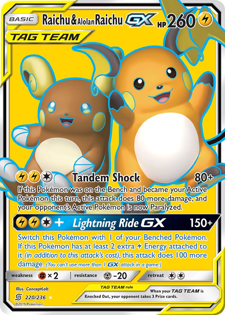 Raichu & Alolan Raichu-GX - 220 - Unified Minds