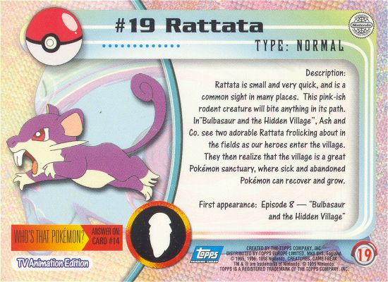 Rattata - 19 - Topps - Series 1 - back
