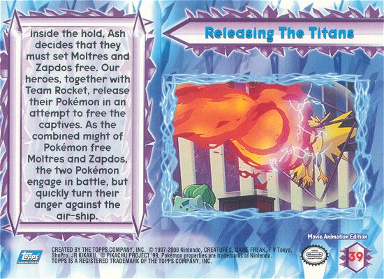 Releasing The Titans - 39 - Topps - Pokemon the Movie 2000 - back