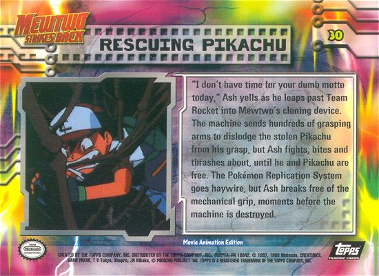 Rescuing Pikachu - 30 - Topps - Pokemon the first movie - back