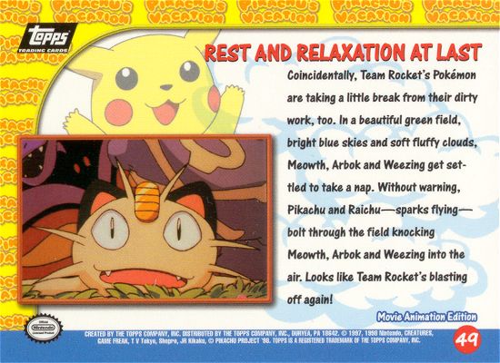Rest and Relaxation at Last - 49 - Topps - Pokemon the first movie - back