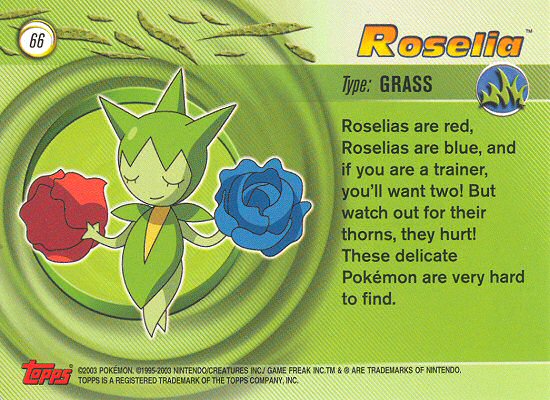 Roselia - 66 - Topps - Pokemon Advanced - back