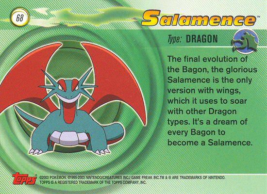 Salamence - 68 - Topps - Pokemon Advanced - back