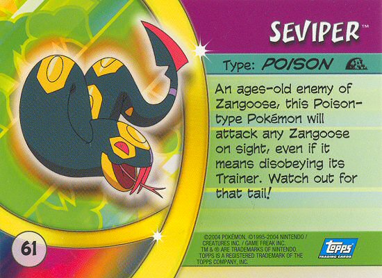 Seviper - 61 - Topps - Pokemon Advanced Challenge - back