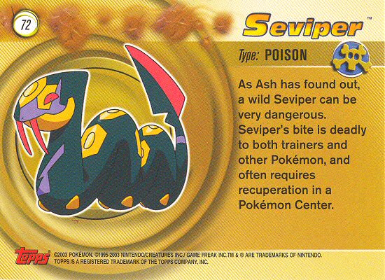 Seviper - 72 - Topps - Pokemon Advanced - back