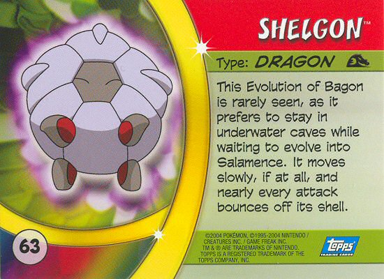 Shelgon - 63 - Topps - Pokemon Advanced Challenge - back
